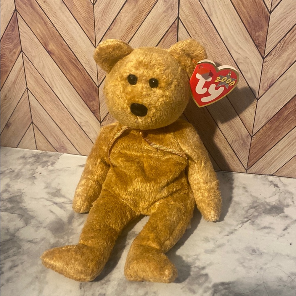 2000 edition Cashew Ty Brown Teddy Bear Plush Toy